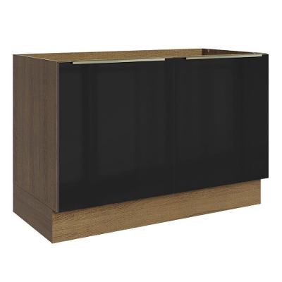 Balcão Gabinete De Pia 120 Cm 2 Portas (sem Tampo) Rustic/preto Lux Madesa Rustic/preto