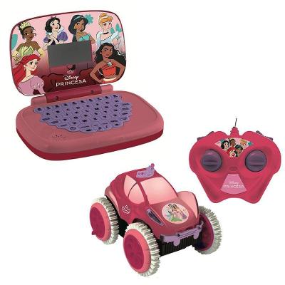 Kit Princesas Laptop Infantil Bilingue+ Carrinho Cr Giro Encantado Candide