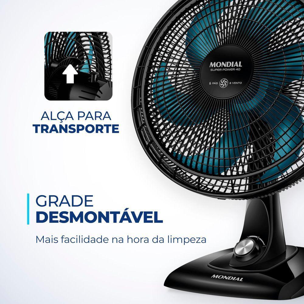Ventilador De Mesa Mondial - 06 Pás - Vsp-40-ap Vent 40cm Vsp-40-ap 220v/60hz Super Power - 3