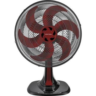 Ventilador de Mesa Ventisol 80W Hélice 38cm 6 Pás 3 Velocidades Vermelho 220V