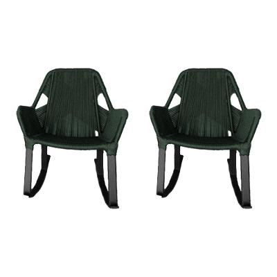 Kit 2 Cadeiras De Balanço Athenas Corda Náutica Base Em Alumínio Preto-verde Musgo