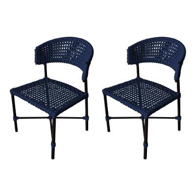Kit 2 Cadeiras Hortz Corda Náutica Base Em Alumínio Preto-azul Marinho