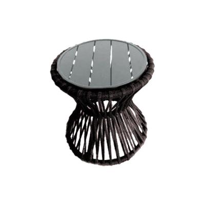 Mesa De Centro Sol Em Corda Náutica E Base Em Alumínio Cinza 50cm Marrom