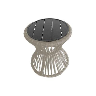 Mesa De Centro Sol Em Corda Náutica E Base Em Alumínio Preta 50cm Areia