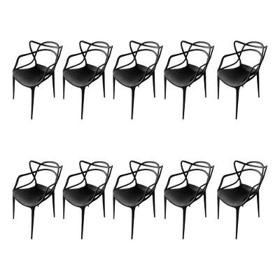 Kit 10 Cadeiras Allegra Master Polipropileno Para Sala De Jantar - Preto