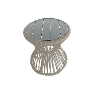 Mesa De Centro Sol Em Corda Náutica E Base Em Alumínio Cinza 70cm Areia