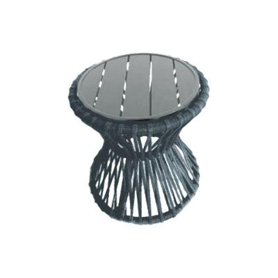 Mesa De Centro Sol Em Corda Náutica E Base Em Alumínio Cinza 70cm Cinza