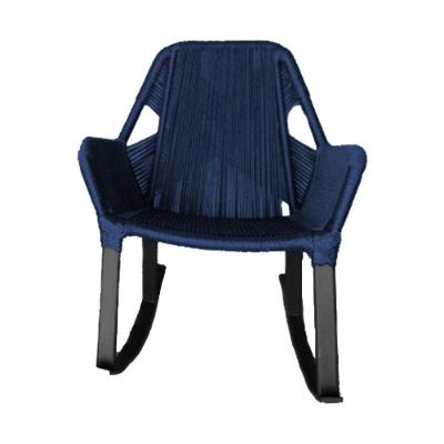 Cadeira De Balanço Athenas Corda Náutica Base Em Alumínio Preto-azul Marinho