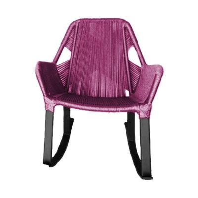 Cadeira De Balanço Athenas Corda Náutica Base Em Alumínio Preto-rosa