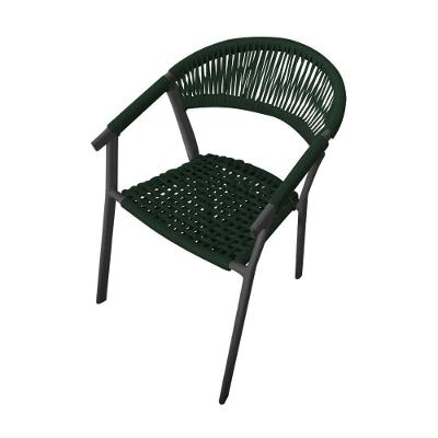 Cadeira Decorativa Joana Em Corda Náutica E Base Em Alumínio Preta-verde Musgo