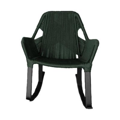 Cadeira De Balanço Athenas Corda Náutica Base Em Alumínio Preto-verde Musgo