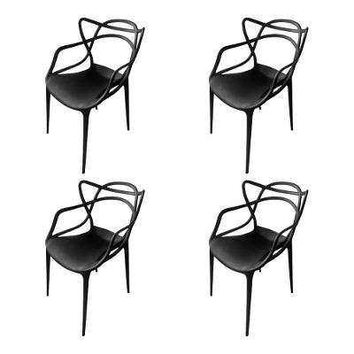Kit 4 Cadeiras Allegra Master Polipropileno Para Sala De Jantar - Preto