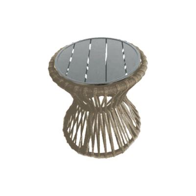 Mesa De Centro Sol Em Corda Náutica E Base Em Alumínio Cinza 50cm Rami