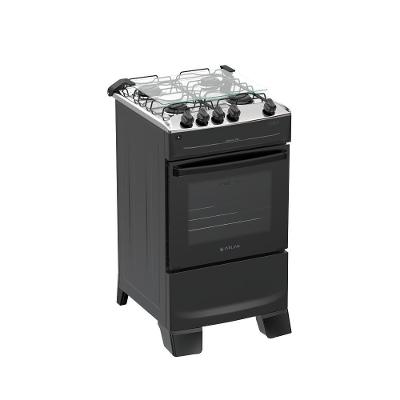 Fogão 4 Bocas Atlas Mônaco Top Mesa De Inox A Gás Preto Bivolt