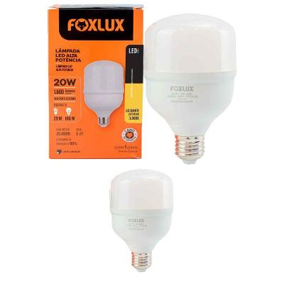 Kit 2 Lâmpada Led De Alta Potência Foxlux E-27 20w 3000k Biv