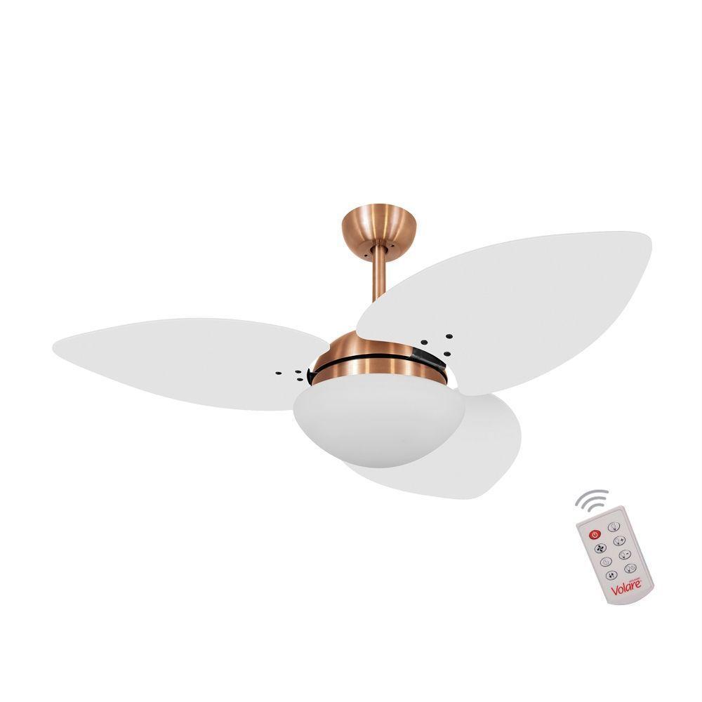 Ventilador De Teto Cobre 3 Pás Branco 127V C/ Controle - 2