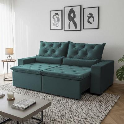Sofá Retrátil Confort Suede 150m Modelo E Reclinável Com Dois Módulos Milão Verde