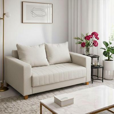 Sofá Namoradeira Requinte 1.40m 2 Lugares Estofado Com Fibra Siliconada Design Moderno Branco
