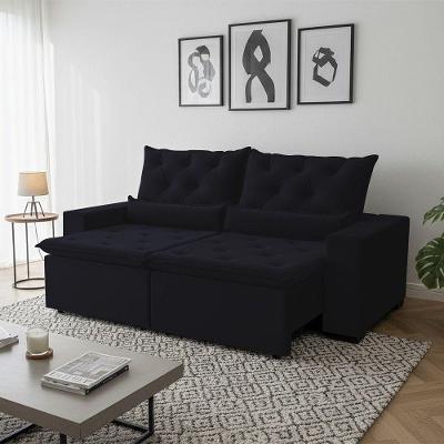 Sofá 150m Suede Conforto Premium Design Moderno Para Sala Milão Preto