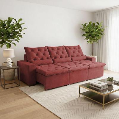 Sofá Retrátil Grand 290m 3 Lugares Reclinável Com Visual Impactante Milão Terracota
