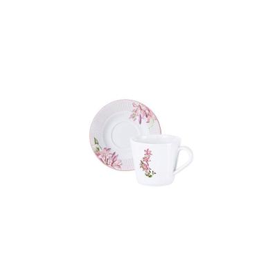 Conjunto Xícara E Pires De Chá Tramontina Poème Em Porcelana Decorada 185 Ml 2 Peças Tramontina