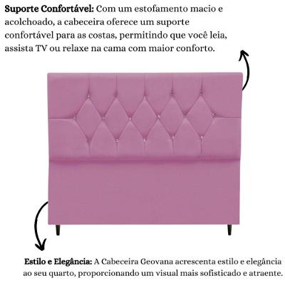Cabeceira Estofada Cama Box Casal 140 Cm Geovana Suede Rosê