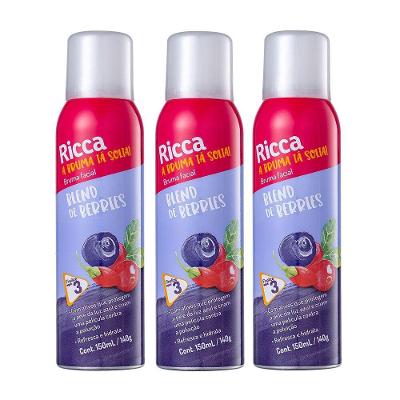 Kit 3 Brumas Faciais Hidratante Blend De Berries Ricca 150ml
