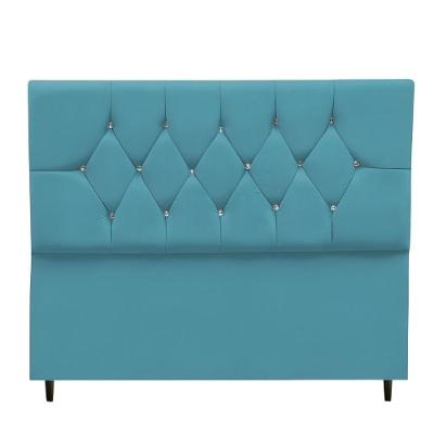Cabeceira Estofada Cama Box Casal 140 Cm Suede Paris azul Turquesa