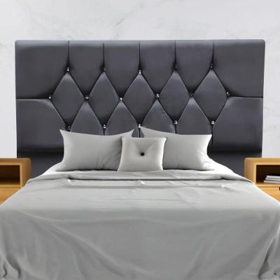 Cabeceira Estofada Cama Box Solteiro 90 Cm Suede Paris Cinza Escuro