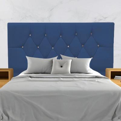Cabeceira Estofada Cama Box Casal 140 Cm Suede Paris Azul Marinho