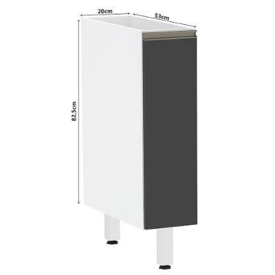 Balcão Cozinha 20 Cm Sem Tampo 1 Porta Preto Tx Pérola Luciane Móveis