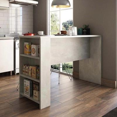 Bancada Mesa Gourmet Concreto 1,50Cm X 97Cm Com 3 Prateleiras Suprema Luciane Moveis