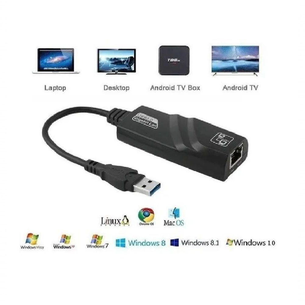 Cabo Adaptador Usb 3.0 Para Gigabit Ethernet Rj45 (10/100/1000) Mbps - 2