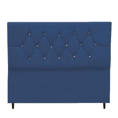 Cabeceira Estofada Cama Box Solteiro 90 Cm Suede Paris azul Marinho