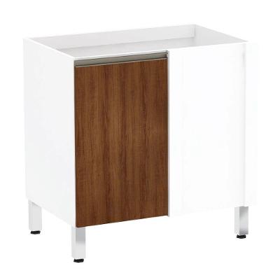 Balcão De Cozinha Sem Tampo Canto Reto 80cm 1 Porta Pérola Luciane Móveis
