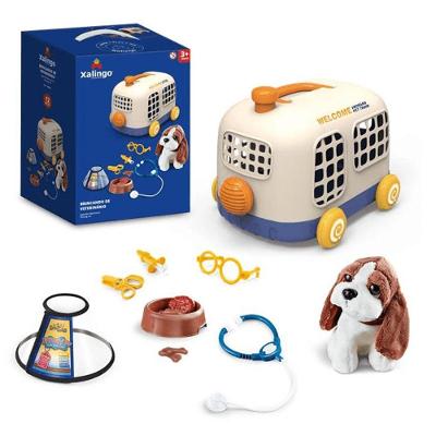 Brinquedo Infantil Brincando de Veterinário 12 Peças com Caixa Carrinho Azul Xalingo Brinquedos