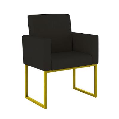Poltrona Decorativa Nina Para Sala De Estar Suede Preto Balaqui Decor