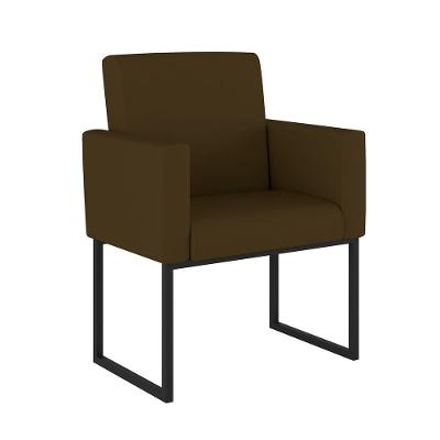 Poltrona Decorativa Nina Courino Recepção Suede Marrom Balaqui Decor