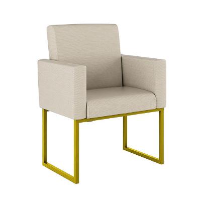 Poltrona Decorativa Nina Para Sala De Estar Linho Bege Balaqui Decor