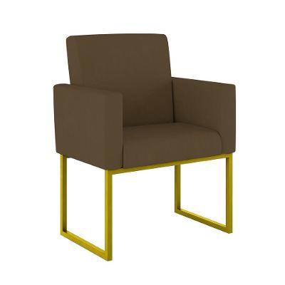 Poltrona Decorativa Nina Para Sala De Estar Suede Marrom Balaqui Decor
