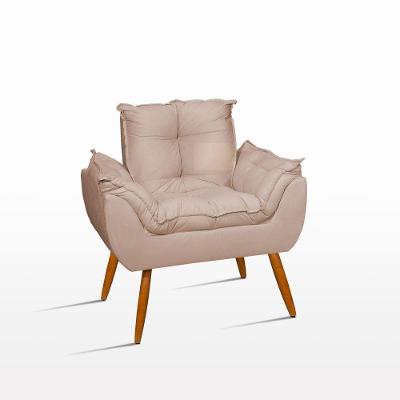 Poltrona Decorativa Opala Para Sala Quarto Escritório Suede Bege Balaqui Decor