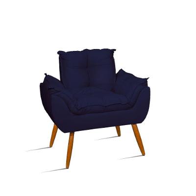Poltrona Decorativa Opala Sala Quarto Escritório Suede Azul Balaqui Decor