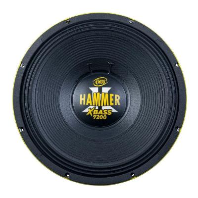 Alto Falante para Trio E-15 Hammer 7200 XBASS 4HMS Amarelo para Som de Competição Eros