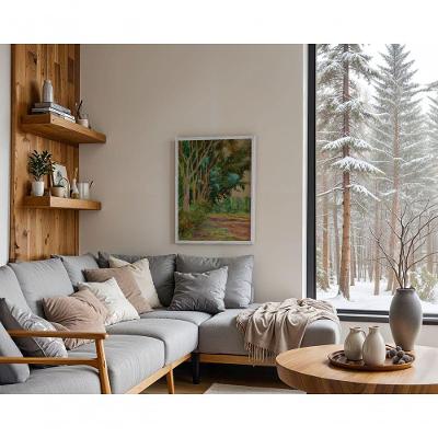 Quadro Decorativo Cercado de Natureza Retangular 70x50CM Branco para Parede