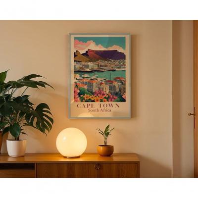 Quadro Decorativo Cape Town Retangular 50X70 Moldura Caixa Amadeirado