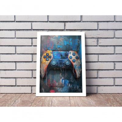 Quadro Decorativo Controle Play Station Retangular 20 X 30 Branco