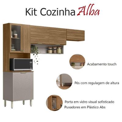 Kit para Cozinha Compacta Ambiente Alba 7 Portas 2 Gavetas MDF 249.5cm Nude