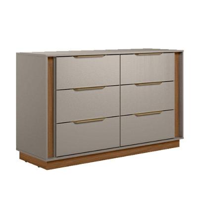 Cômoda Giardino 6 Gavetas MDF com Puxador Plástico Nude Prime Tx Estilo Moderno para Quarto
