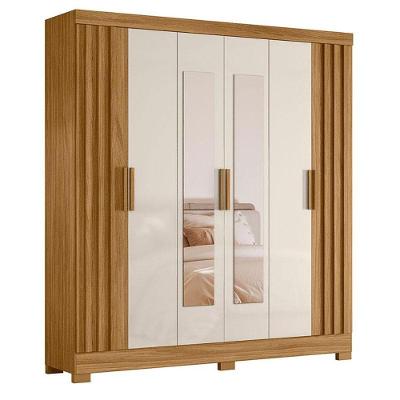 Guarda Roupa Casal Valença 6 Portas Freijó Off White Com Espelho - Moval