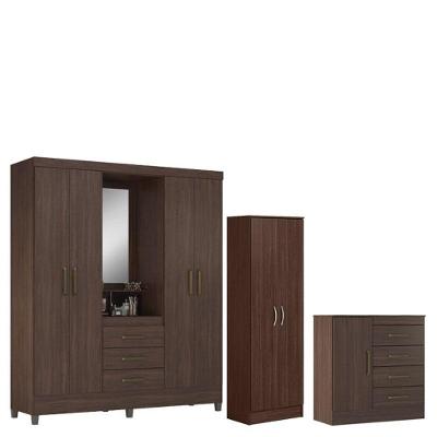 Guarda Roupa Casal Capelinha Pérsia Com Multiuso Golden Com Cômoda Montevidéu Café Touch - Demóbile
